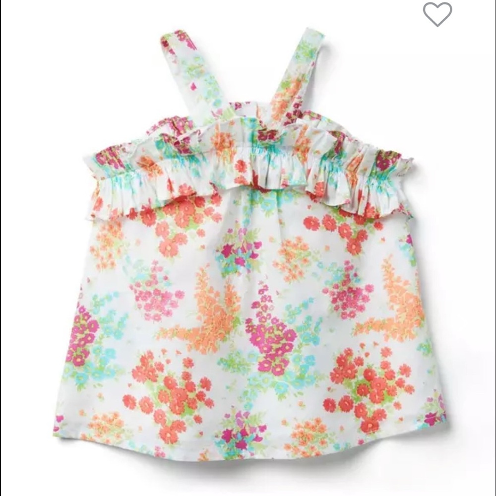 Janie and Jack Floral Halter Top 2T Cotton Batiste Ruffle Summer EUC